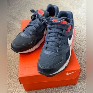Nike air max 90 sneakers shoes navy blue leather orange 7